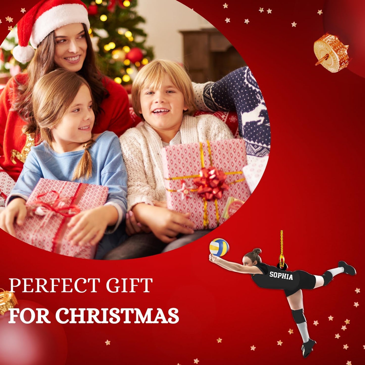 Personalized Volleyball Christmas Ornament – Custom Name Acrylic Ornament, Team Sports Holiday Decor, Volleyball Player Gift, Custom Xmas Keepsake TV2