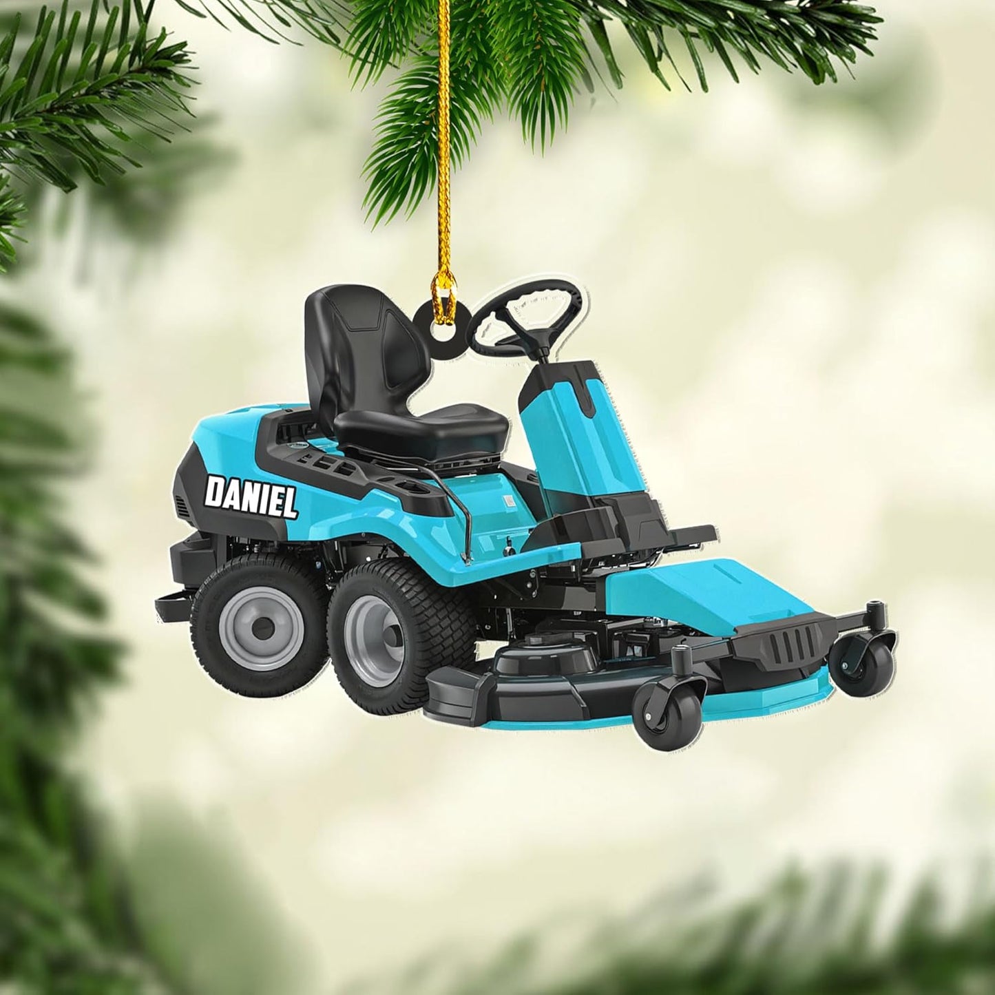 Personalized Lawn Mower Christmas Ornament | Custom Name Gardening Holiday Keepsake Gift for Gardeners & Lawn Care Workers TG62