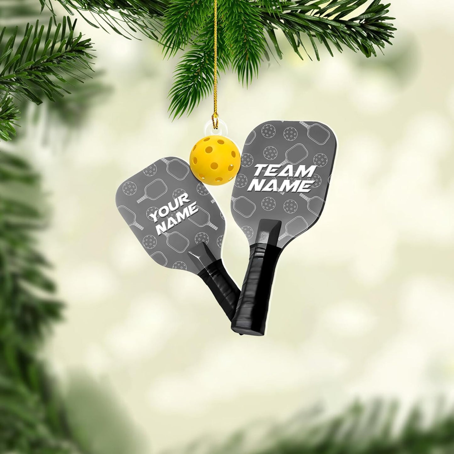 Custom Name & Team Name Pickleball Christmas Ornament