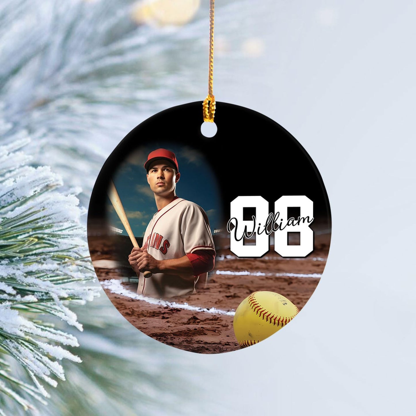 Personalized Softball Ornament – Custom Sports Christmas Tree C22