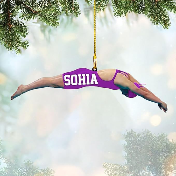 Personalized Swimming Ornament - Custom Swimmer Christmas Gift for Boys, Girls & Pool Lovers LL5