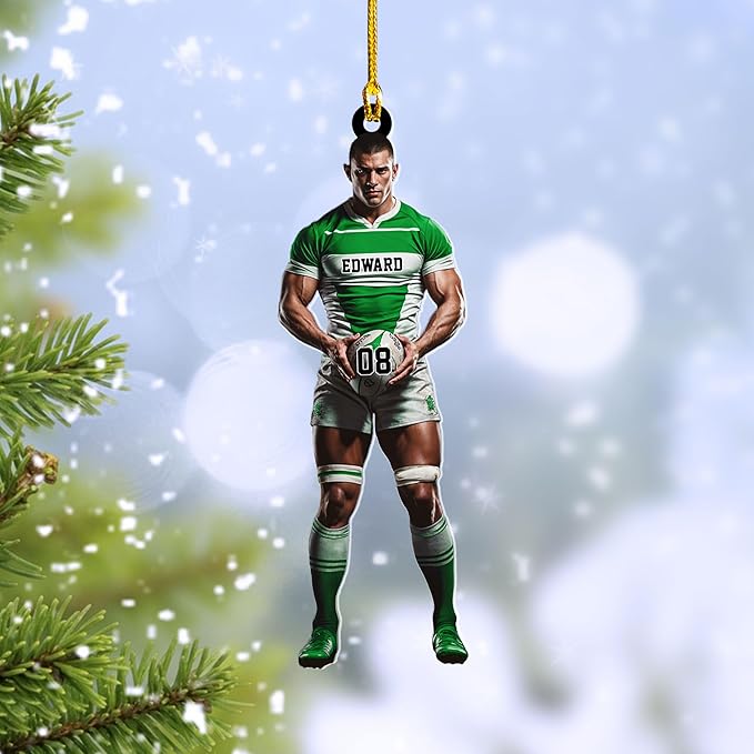 Personalized Rugby Player Christmas Gift for Sports Lovers - Rugby Ornament LL12