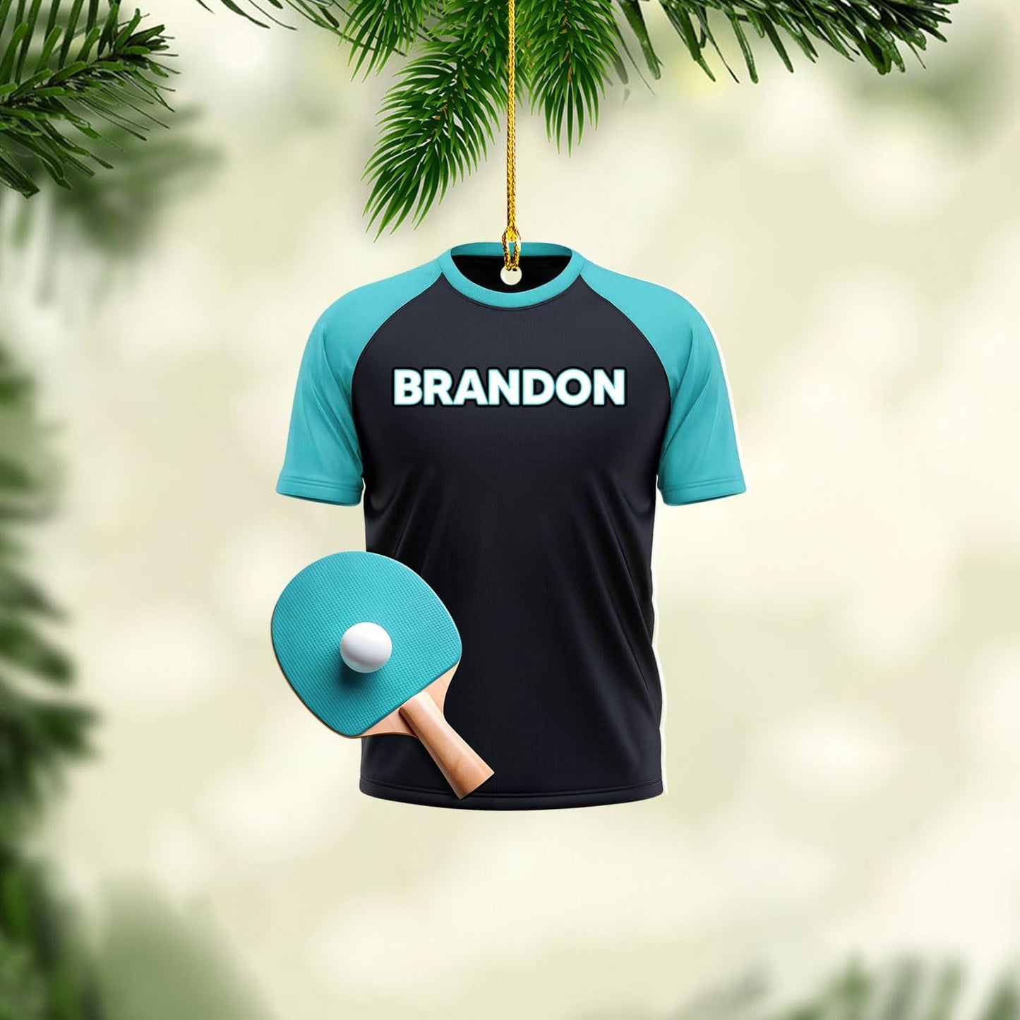 Custom Name Table Tennis Ornament – Personalized Ping Pong Acrylic Christmas Decoration, 2D Flat Player Gift for Sport Lovers TT10