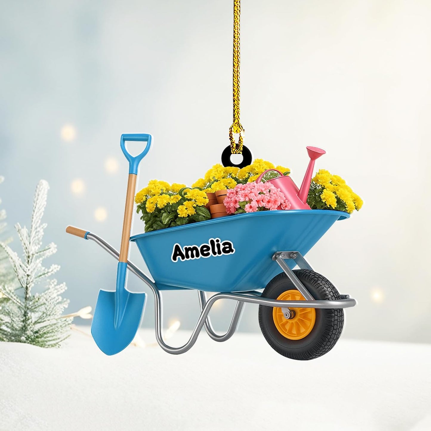 Personalized Gardening Acrylic Ornament – Custom Name Garden Tools Christmas Tree Decoration for Gardeners & Plant Lovers TG3