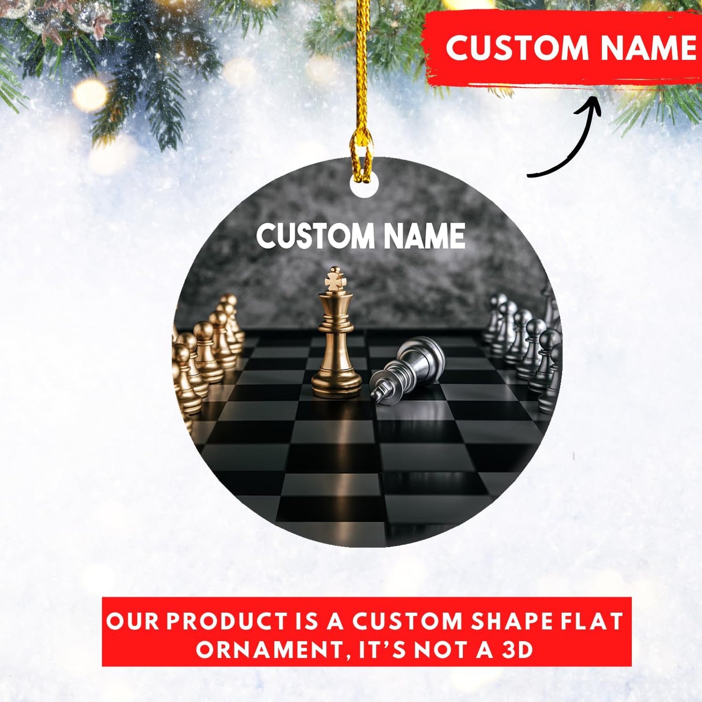 Personalized Name Chess Ornament Gift for Men Women Chess Team Player N09