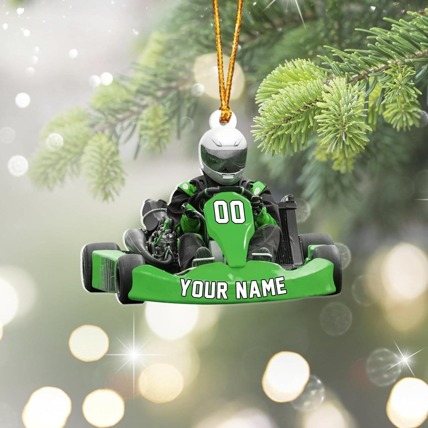 Personalized Racing Car Ornament – Custom Acrylic Drag Racing Christmas Decoration, Gift for Car Lovers and Drivers TR23