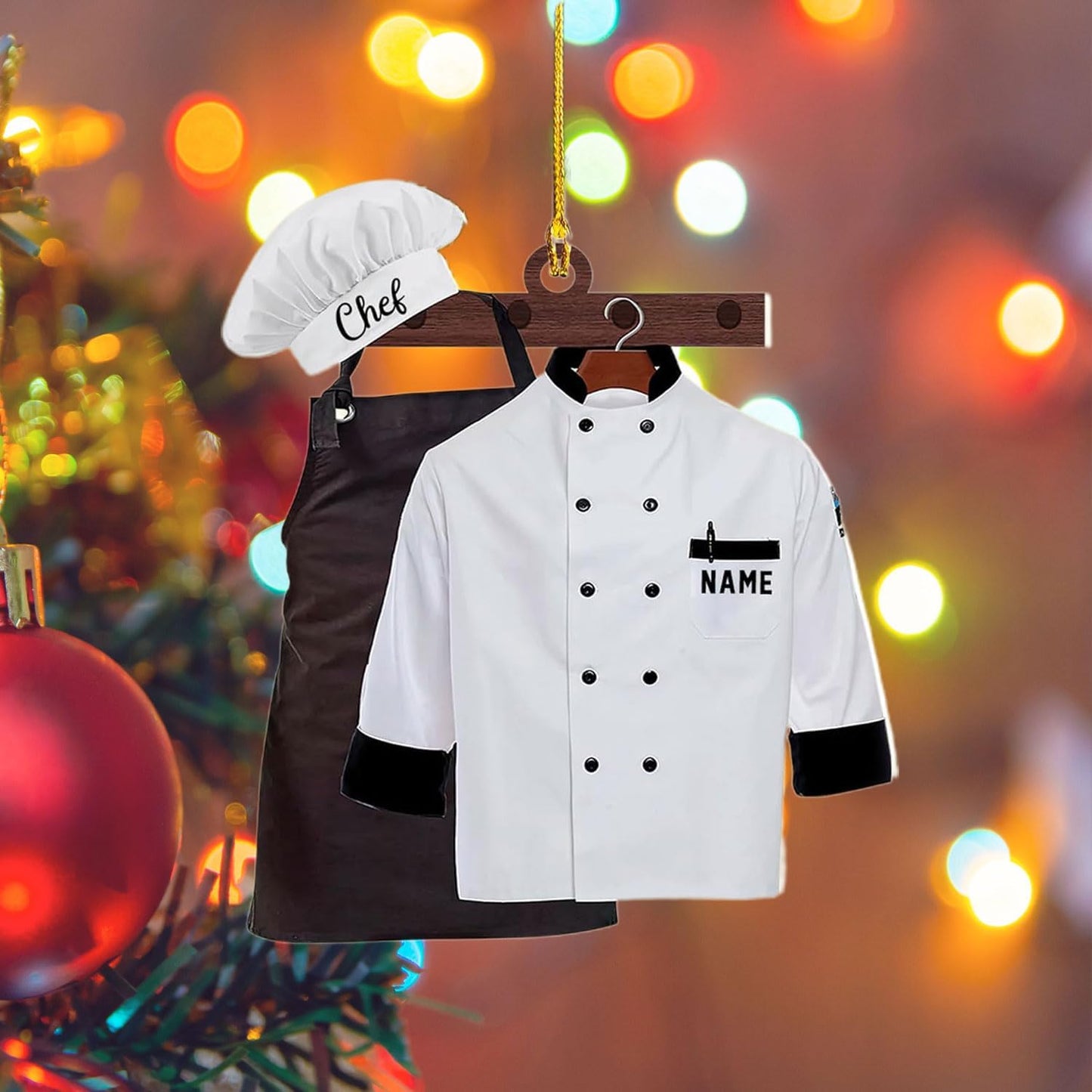 Personalized Chef Christmas Ornament 2025, Custom Chef Uniform and Hat Ornaments for Christmas Tree, Cooking, Baking, Kitchen GiftsN05
