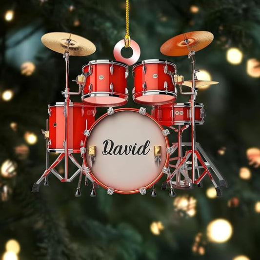 Personalized Drum Set Ornament - Custom Acrylic Christmas Gift for Drummers & Music Lovers LL3