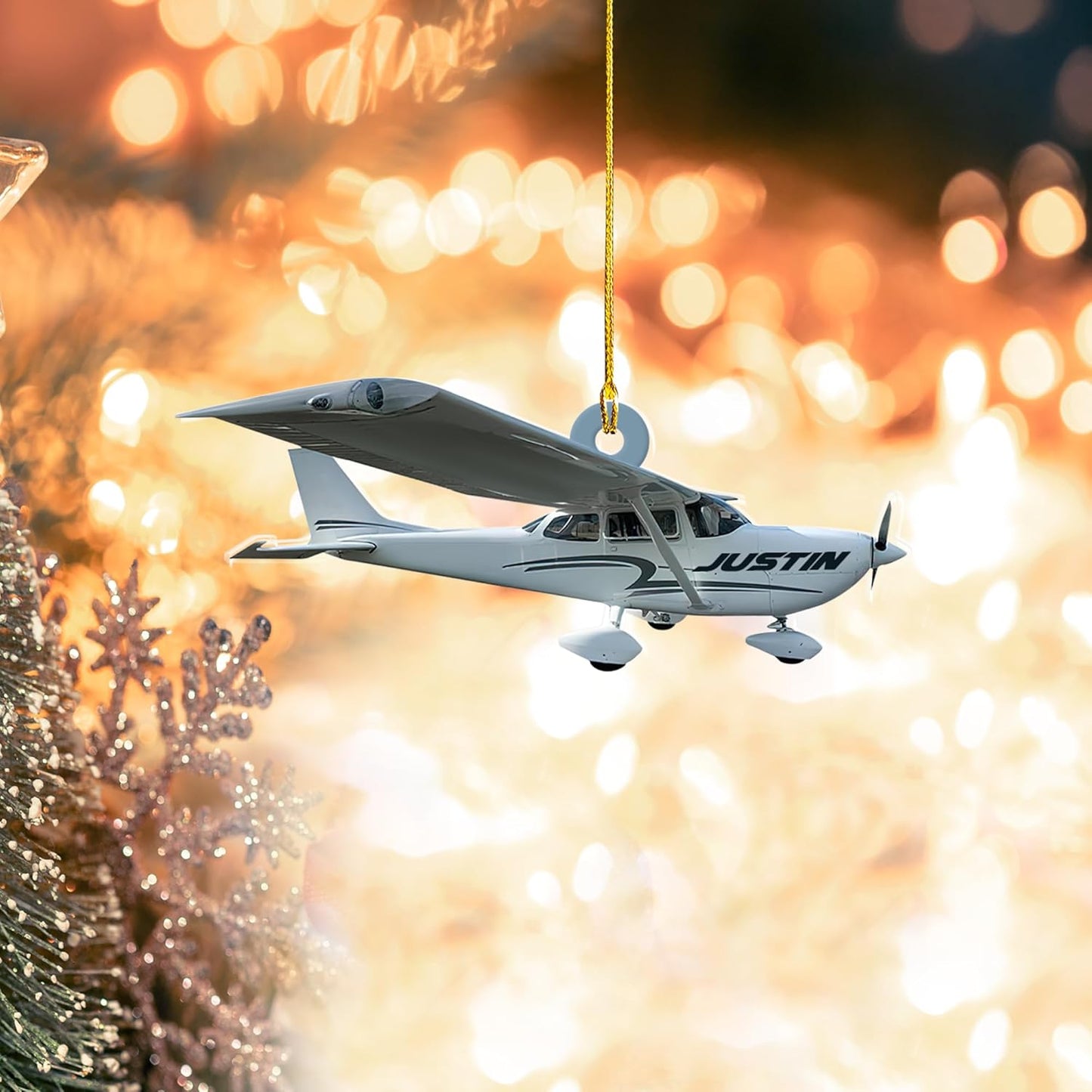 Personalized Small Airplane Pilot Christmas Ornament