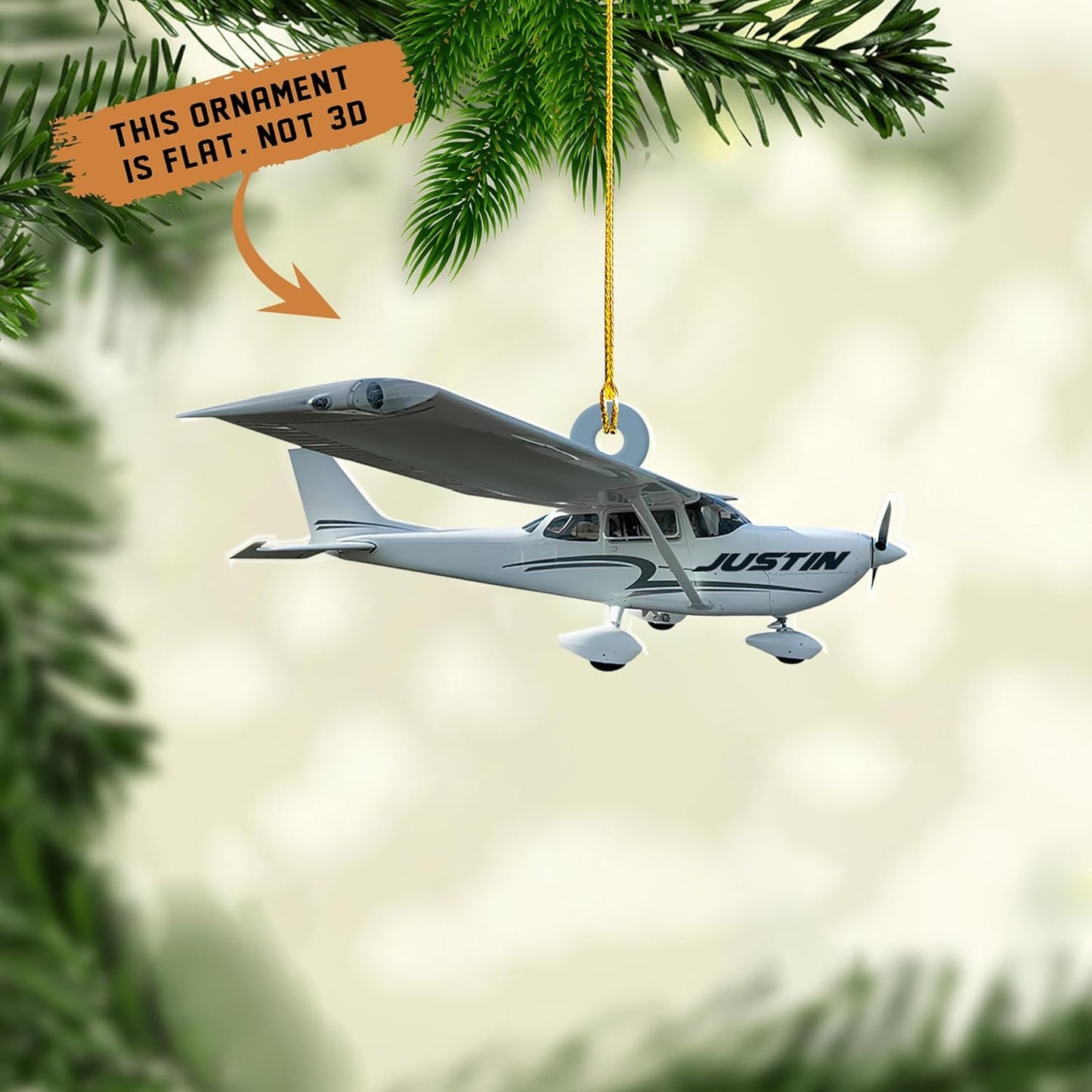 Personalized Small Airplane Pilot Christmas Ornament