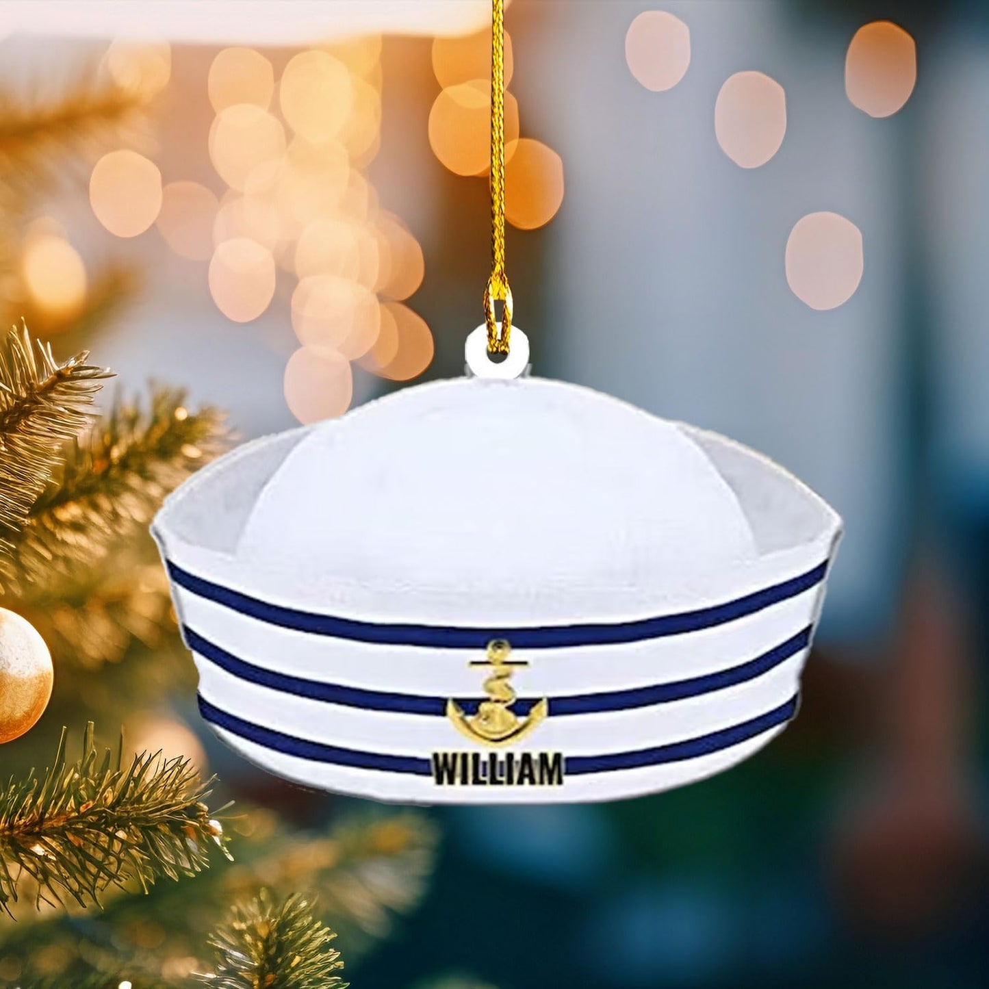 Custom Name Sailor Ornament – Personalized Captain Acrylic Sailing Ornament, Nautical Christmas Tree Decoration for Navy Lovers TS23