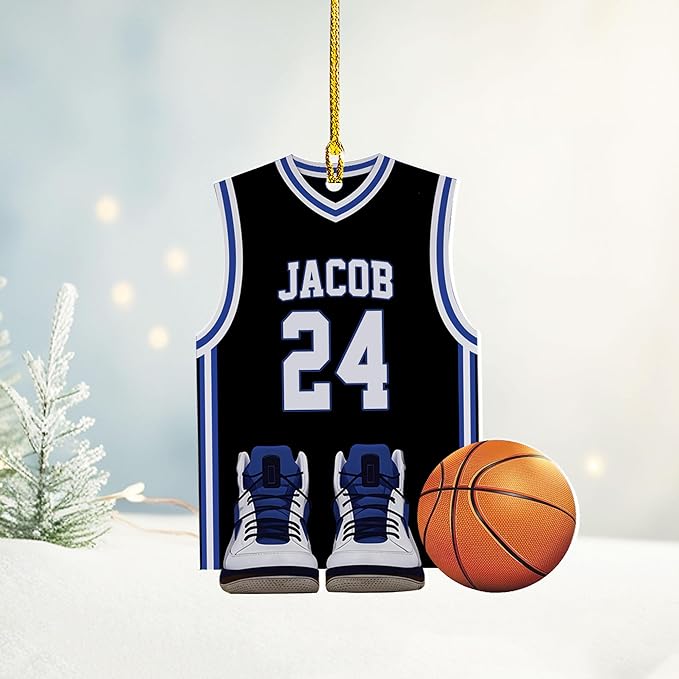 Personalized Basketball Christmas Ornament – Custom Name Acrylic Ornament, Sports Holiday Decoration, Basketball Player Gift N03