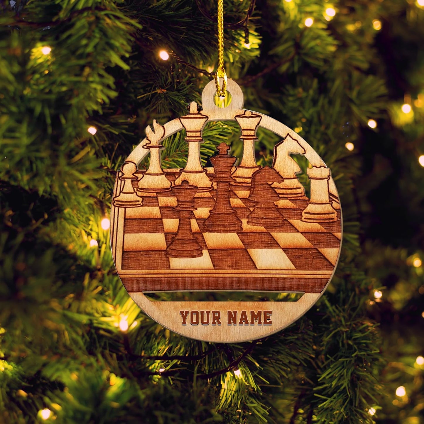 Personalized Name Chess Ornament Gift for Men Women Chess Team Player N04