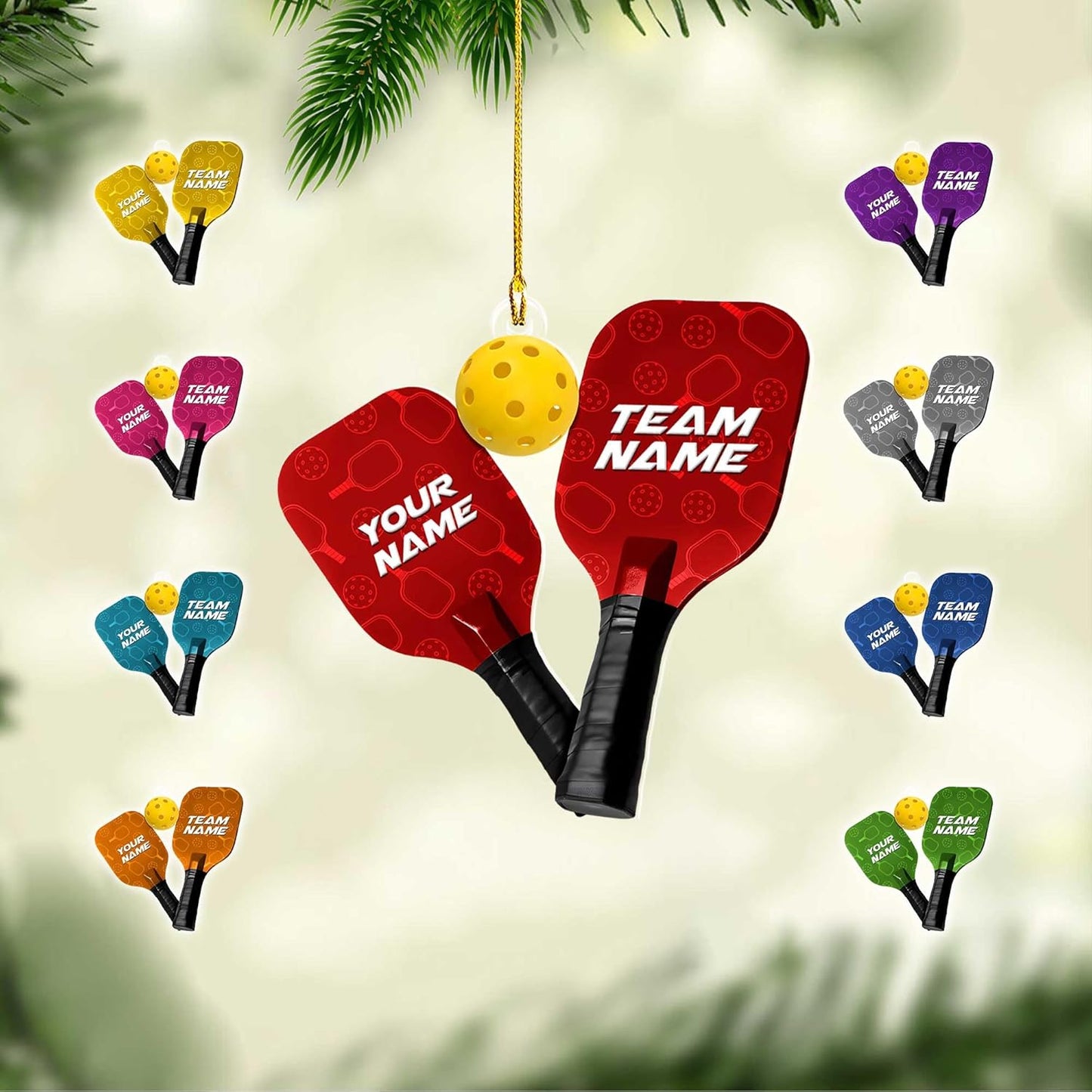 Custom Name & Team Name Pickleball Christmas Ornament