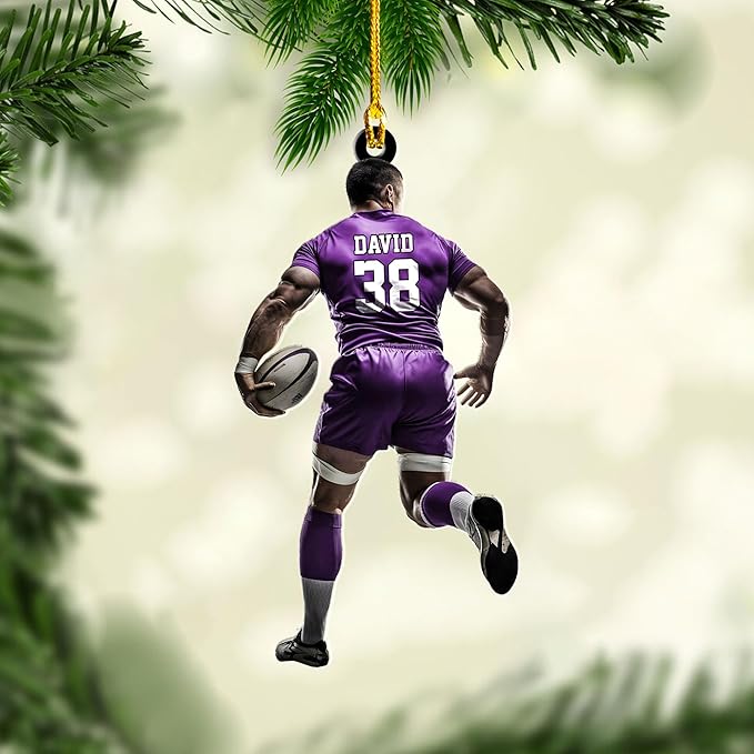 Personalized Rugby Player Christmas Gift for Sports Lovers - Rugby Ornament LL3