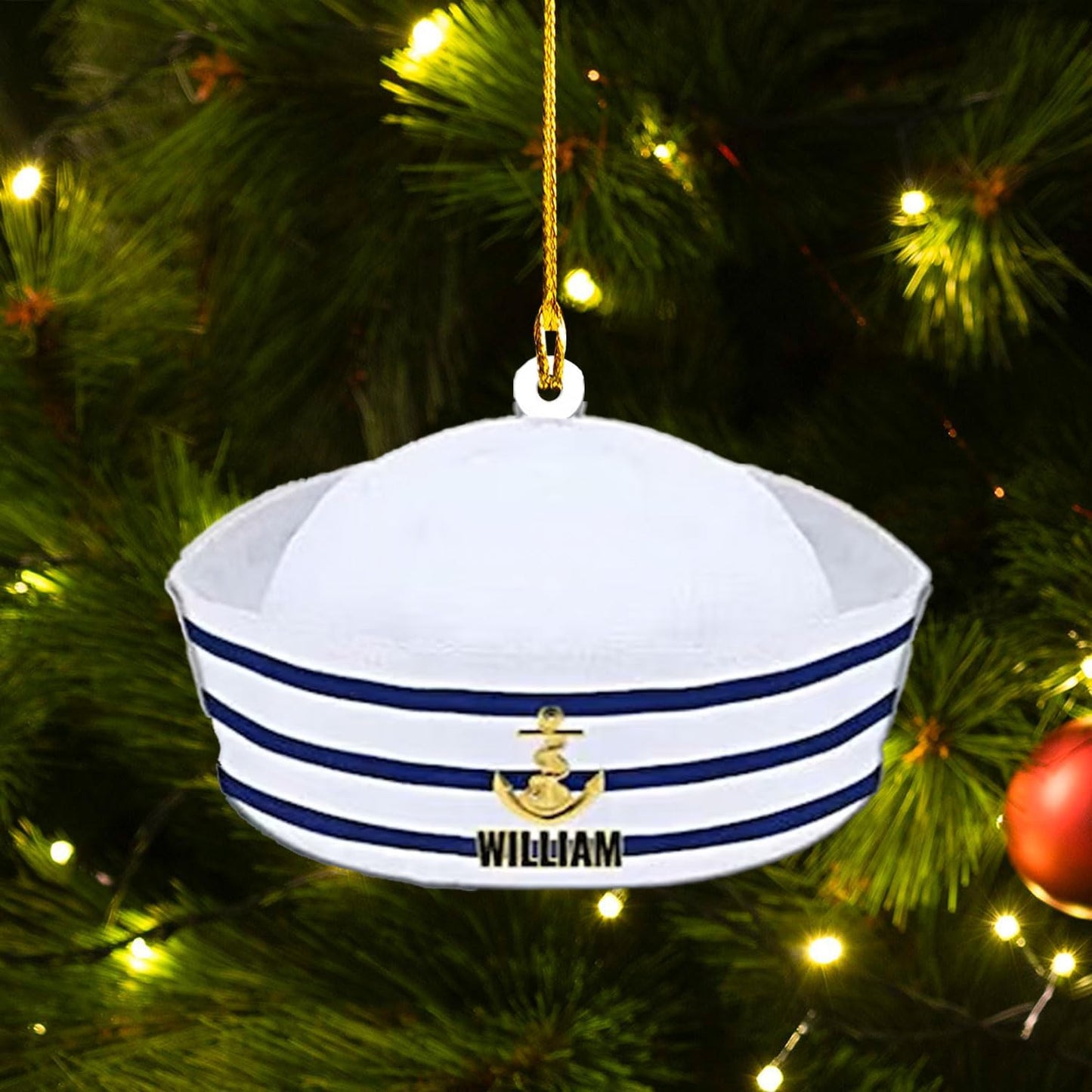 Custom Name Sailor Ornament – Personalized Captain Acrylic Sailing Ornament, Nautical Christmas Tree Decoration for Navy Lovers TS23