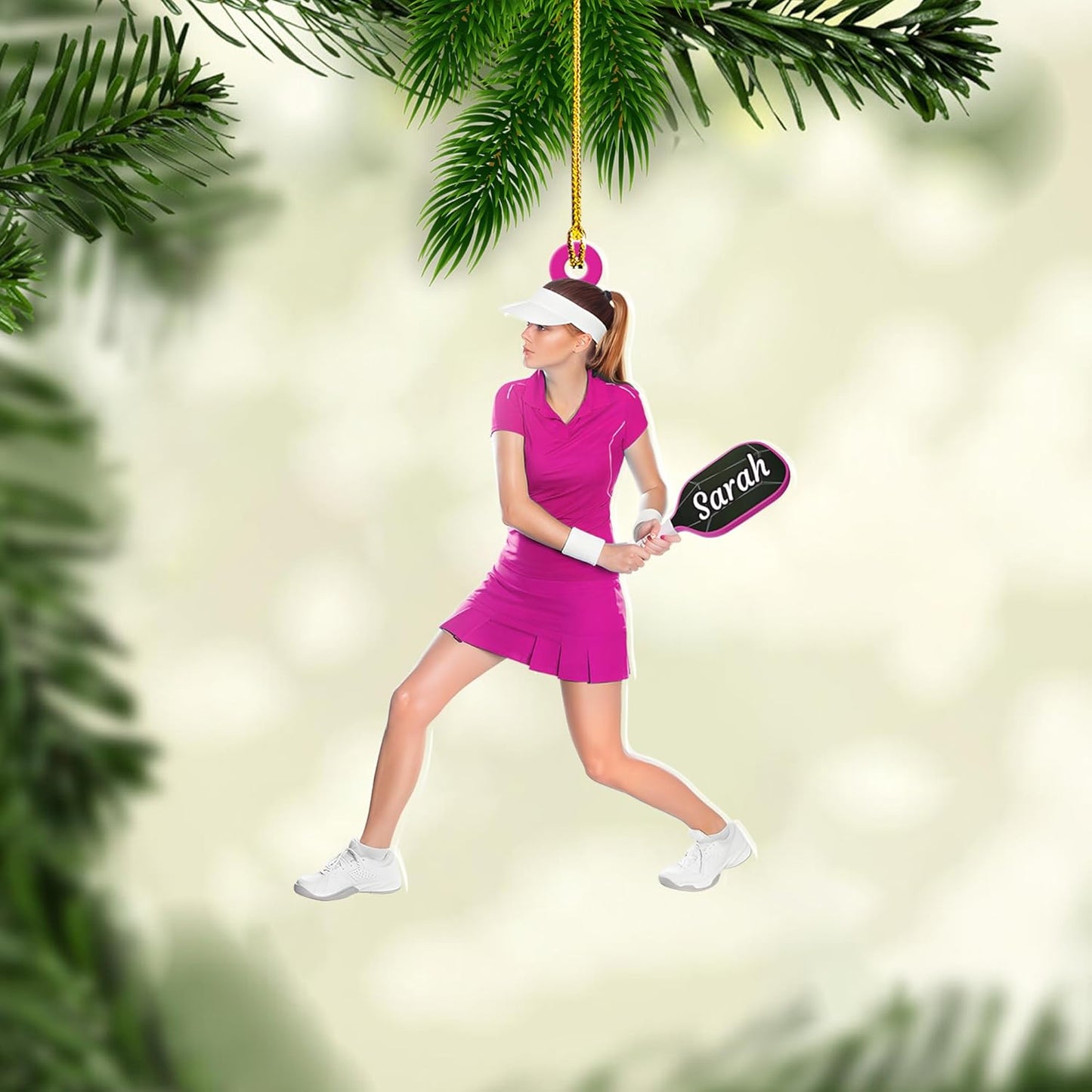Custom Face & Name Pickleball Player Ornament – Pickleball Christmas Ornament Style 7