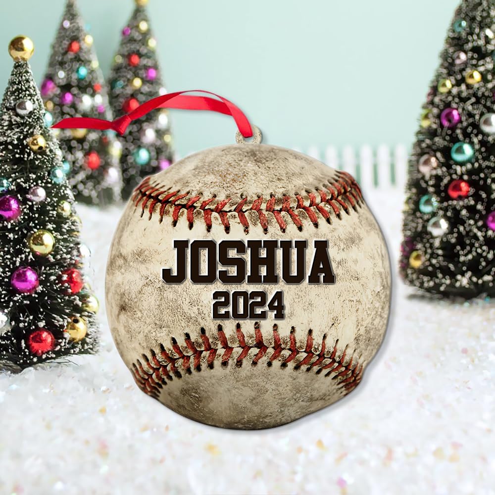 Personalized Baseball Christmas Ornament – Custom Name Acrylic Ornament, Sports Holiday Decoration, Baseball Player Gift TH5