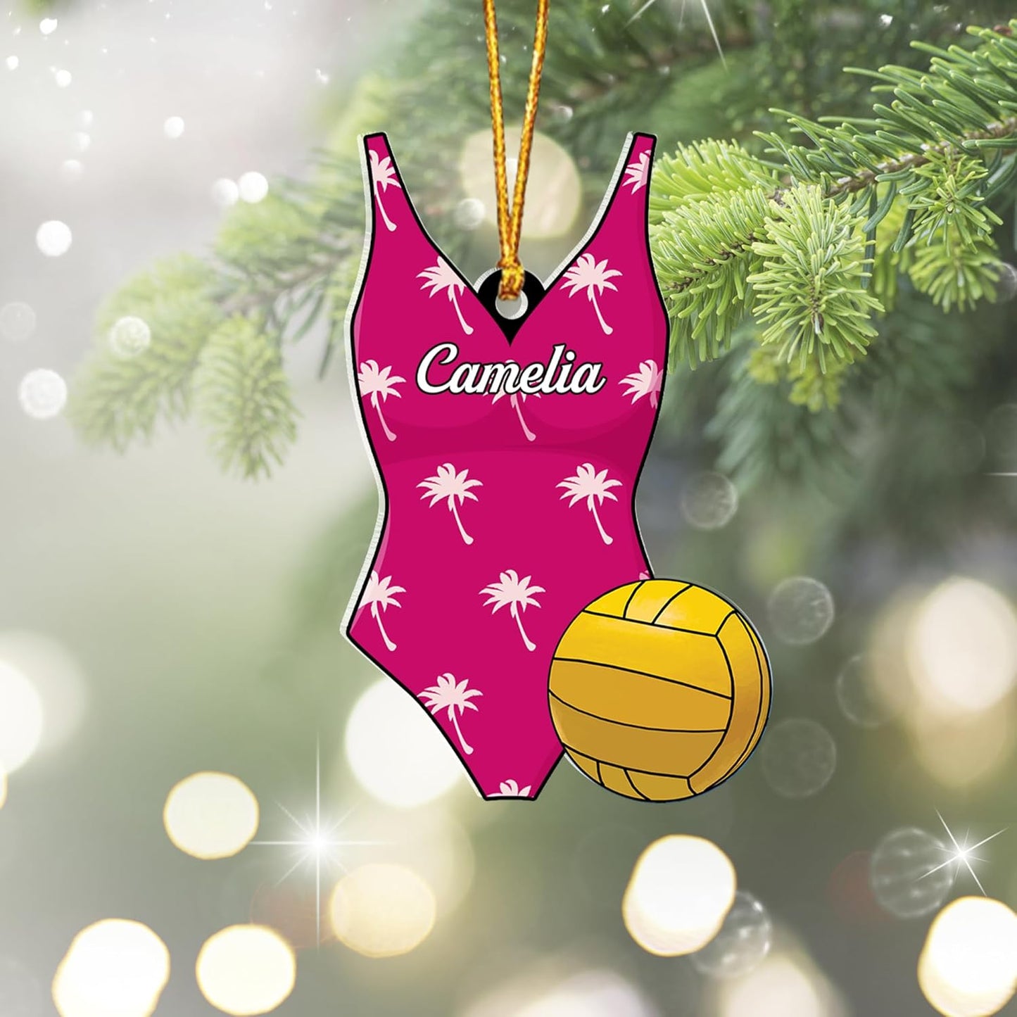 Custom Name Water Polo Woman Christmas Ornament – Personalized Water Polo Girl Ornament, Sport Holiday Tree Decoration, Gift for Water Polo Players TW5