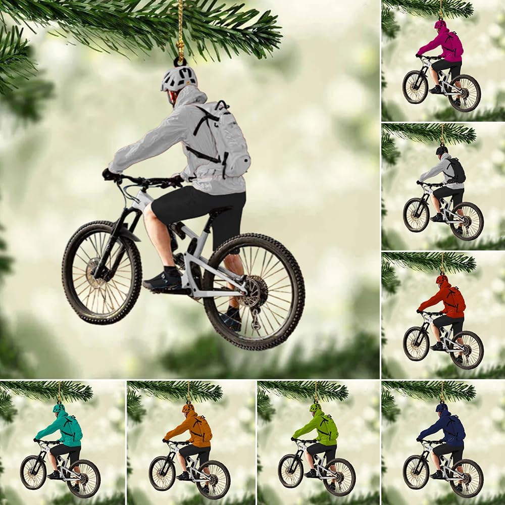 Personalized Bicycle Christmas Ornament – Custom Name Acrylic Cycling 2D Flat Ornament Gift for Bicycle Lovers TB2