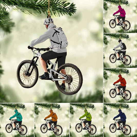 Personalized Bicycle Christmas Ornament – Custom Name Acrylic Cycling 2D Flat Ornament Gift for Bicycle Lovers TB2