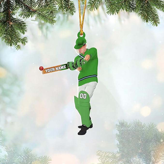 Personalized Cricket Christmas Ornament 2025, Custom Cricket Bat Ornament N12