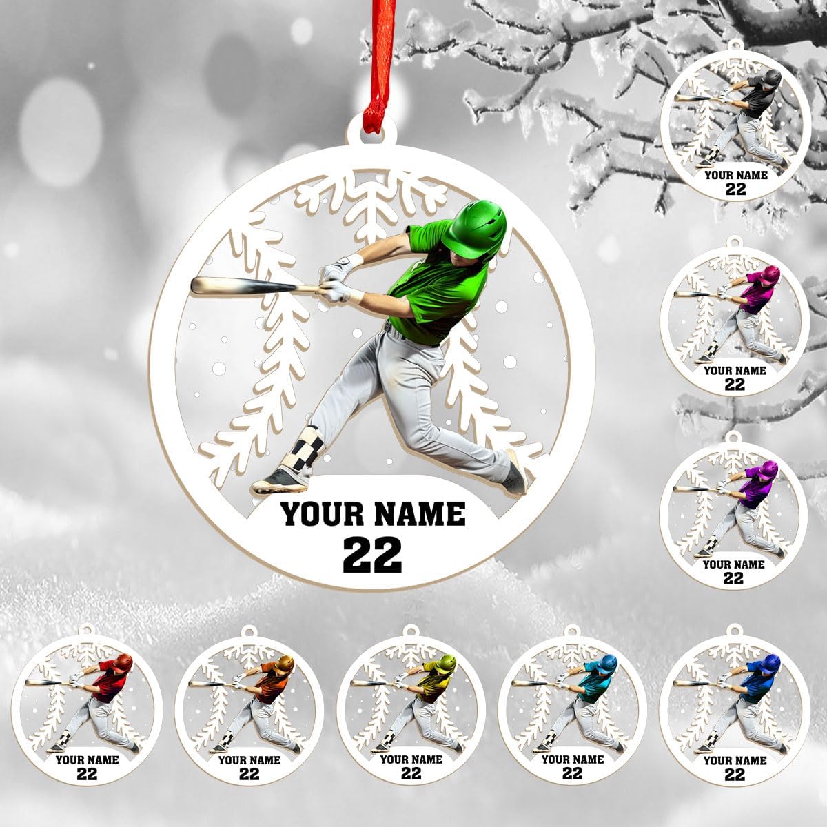Personalized Softball Ornament – Custom Sports Christmas Tree C18