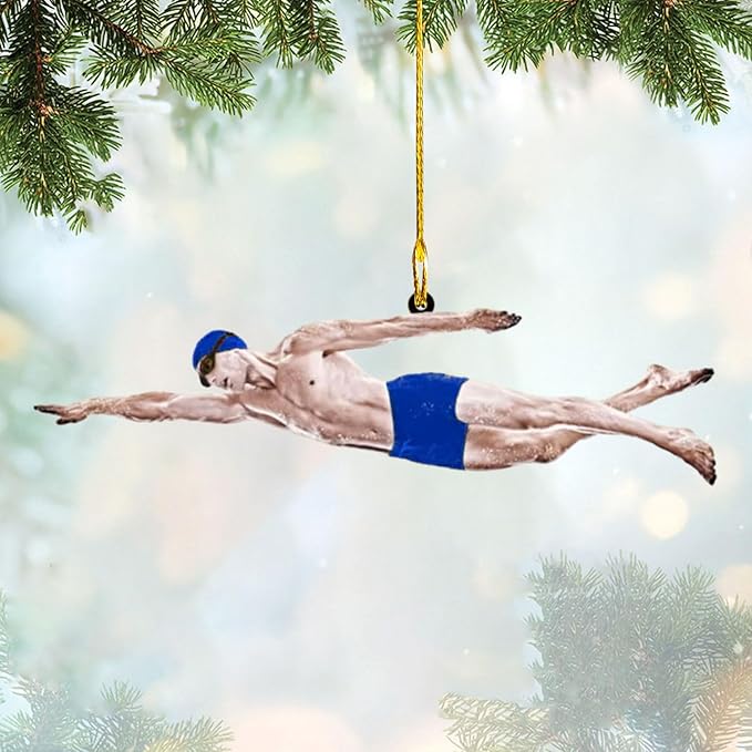 Personalized Swimming Ornament - Custom Swimmer Christmas Gift for Boys, Girls & Pool Lovers LL6
