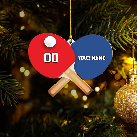 Custom Table Tennis Ornament – Personalized Acrylic 2D Flat Ping Pong Christmas Gift for Athletes TT15