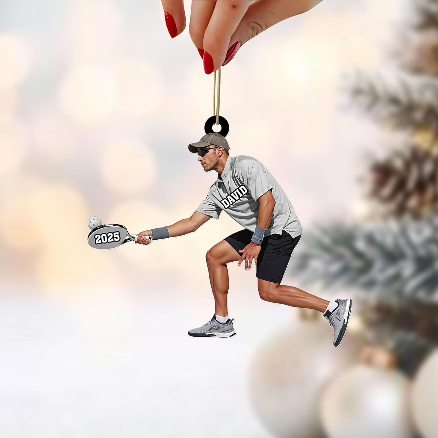 Custom Face & Name Pickleball Player Ornament – Pickleball Christmas Ornament Style 1