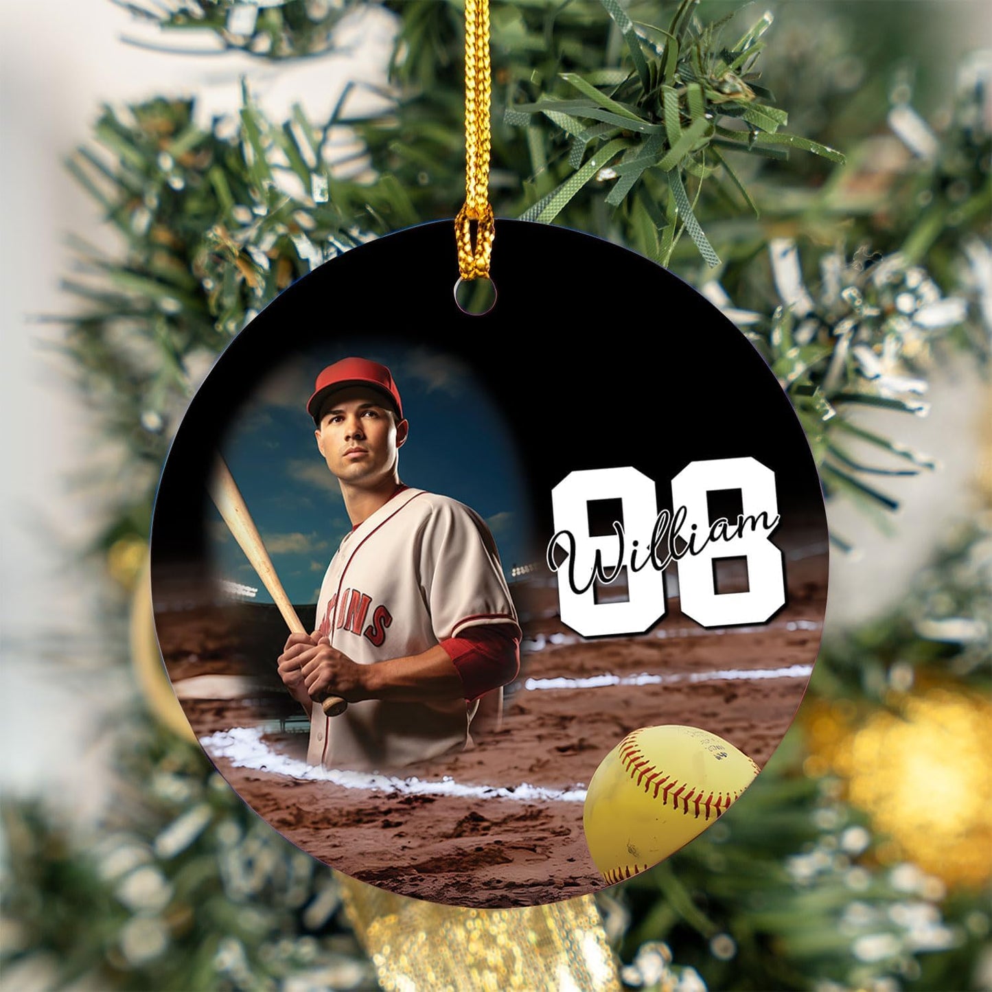 Personalized Softball Ornament – Custom Sports Christmas Tree C22