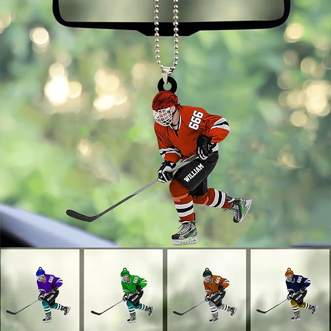 Personalized ice Hockey Ornament N07