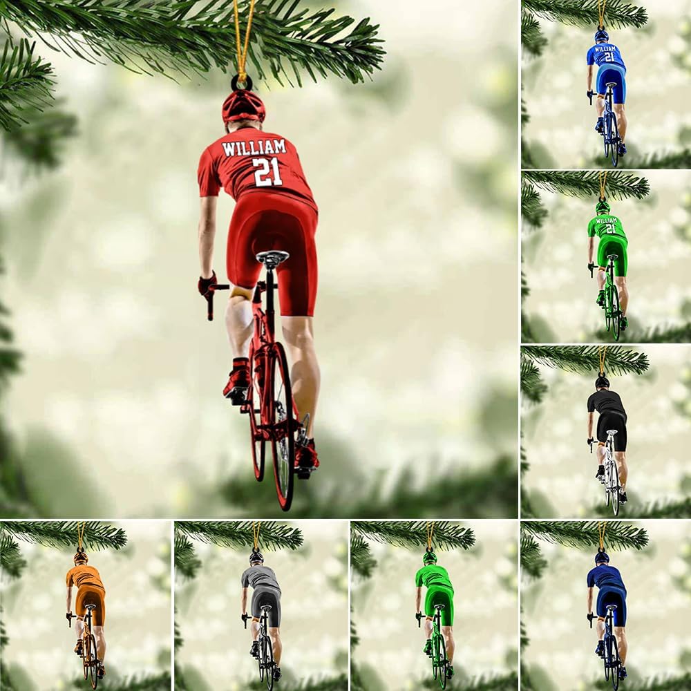 Personalized Cycling Ornament – Custom Name Acrylic Bicycle Ornament, Unique Gift for Cyclists & Bike Lovers 2025 TC9