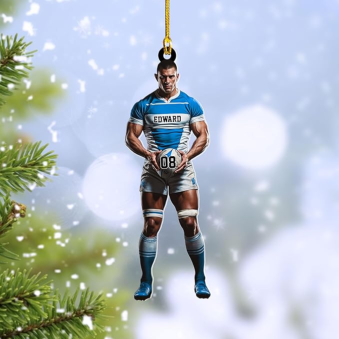 Personalized Rugby Player Christmas Gift for Sports Lovers - Rugby Ornament LL12