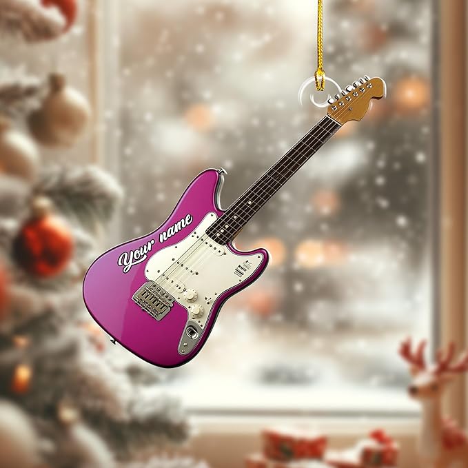 Custom Electric and Acoustic Guitar Christmas Ornament - Guitar Ornament Gift LL22