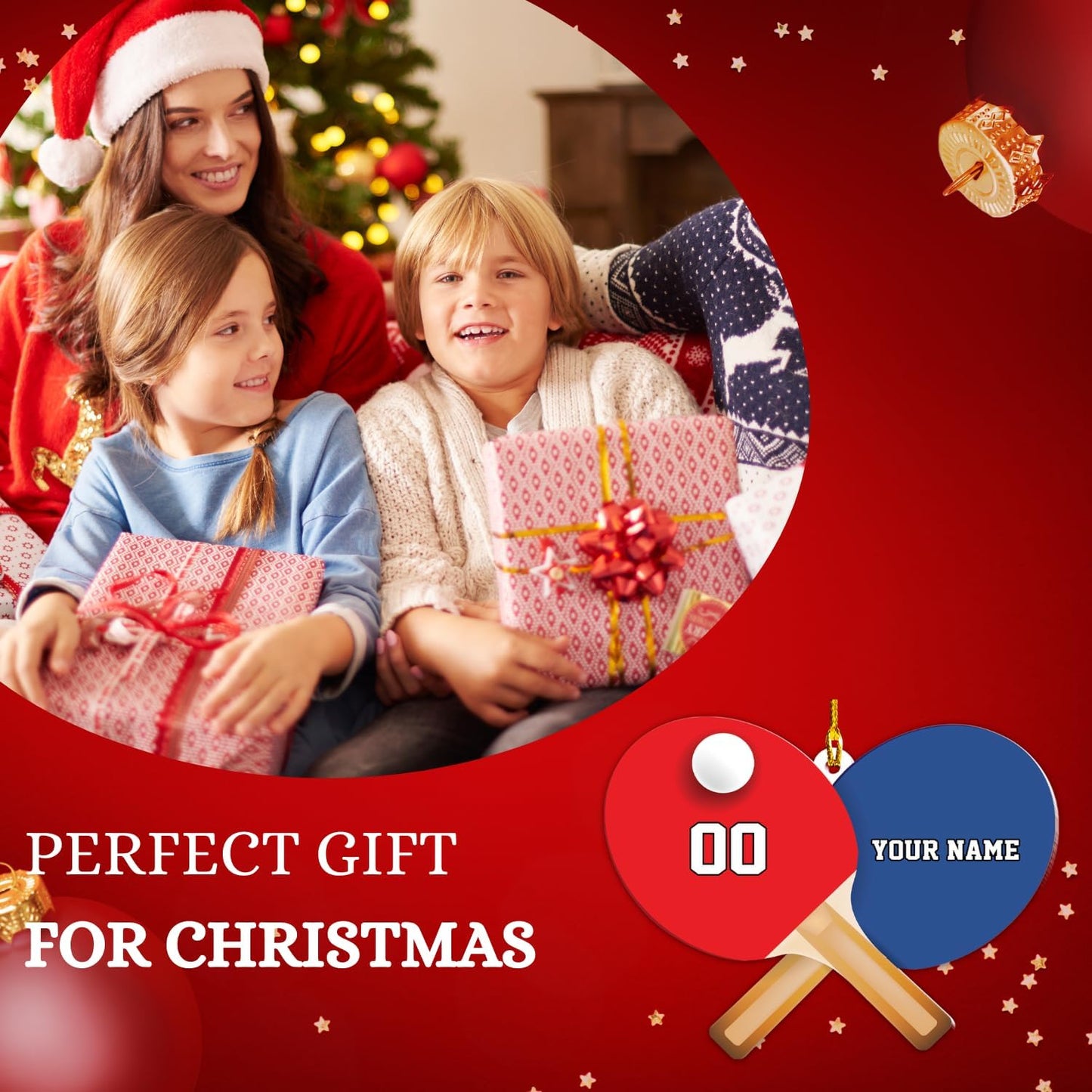 Custom Table Tennis Ornament – Personalized Acrylic 2D Flat Ping Pong Christmas Gift for Athletes TT15