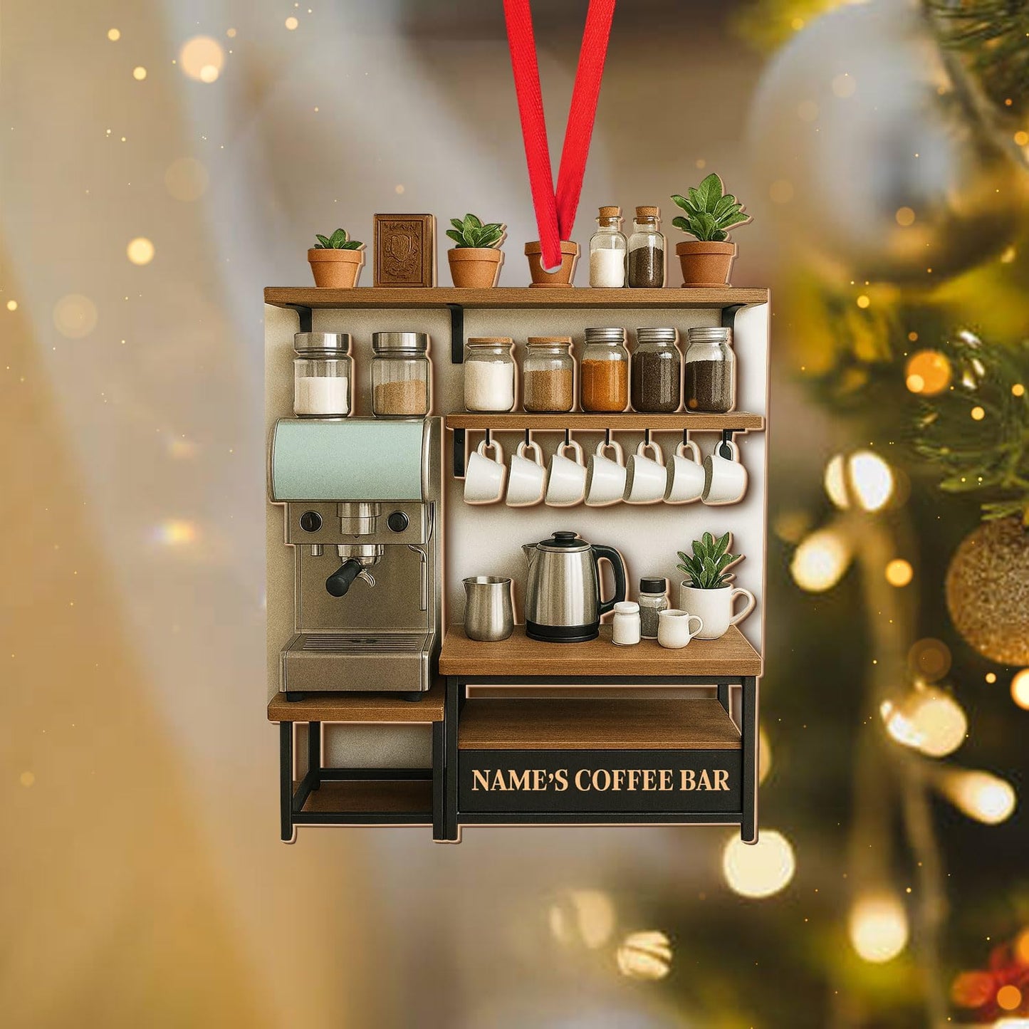 Personalized Coffee Bar Ornament – Unique Holiday Keepsake for Coffee Lover TC23