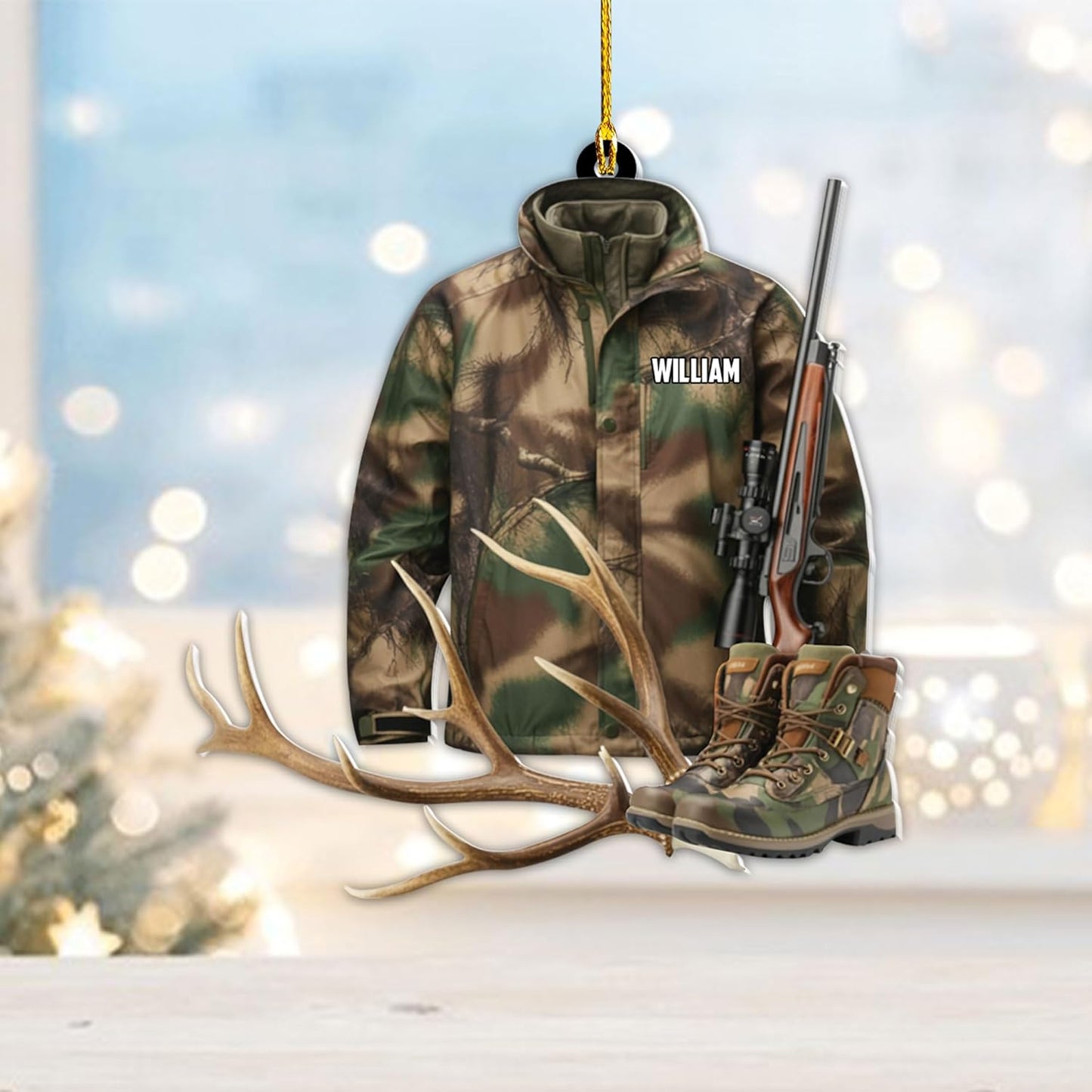 Personalized Hunting Ornament, Hunter Christmas Acrylic Ornament 2025 T10