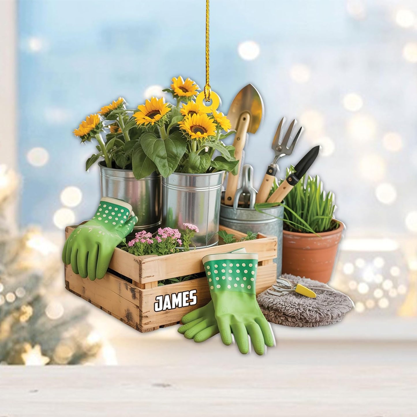 Custom Name Garden Equipment Ornament | Gardener Christmas Tree Decor Gift for Plant & Nature Lovers TG76