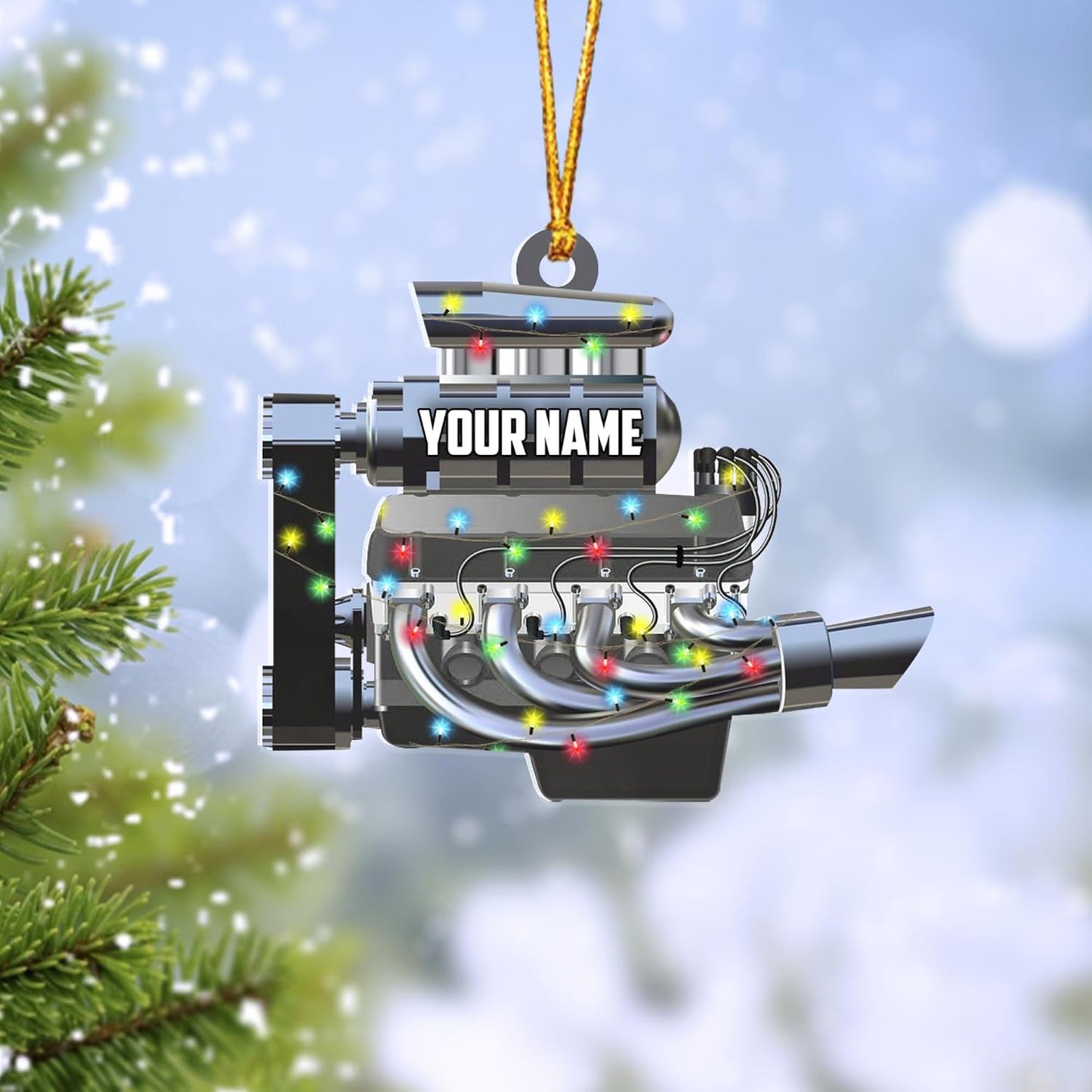 Personalized Racing Car Ornament – Custom Acrylic Drag Racing Christmas Decoration, Gift for Car Lovers and Drivers TR22