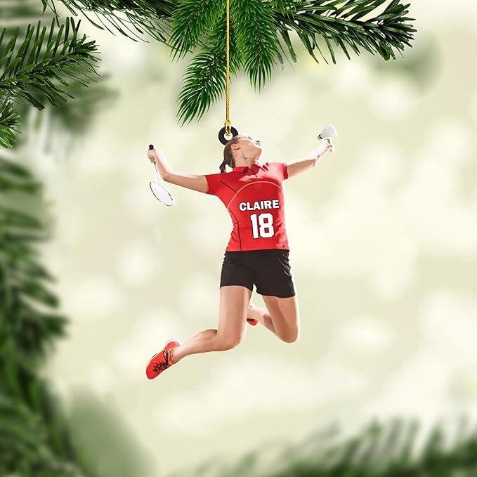 Pesonalized Christmas Gift for Badminton Players, Sports Lovers Badminton Ornament LL35