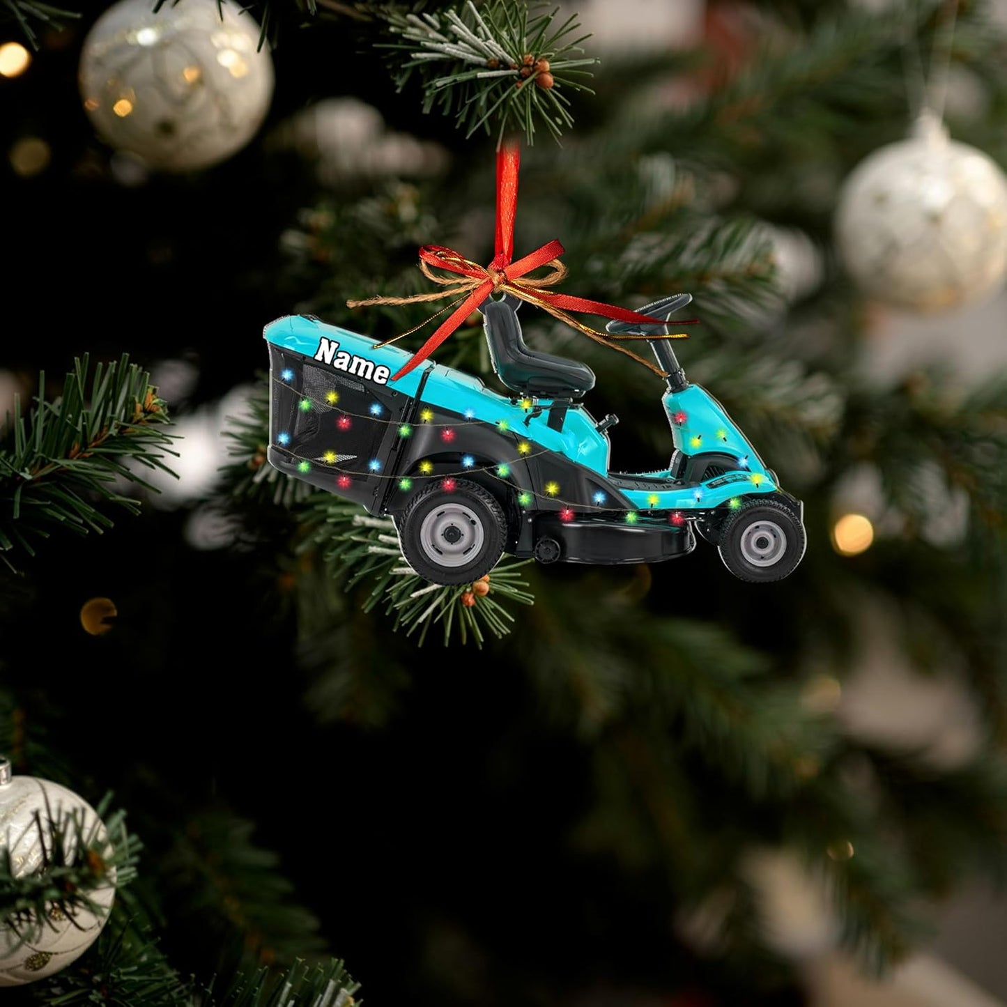 Personalized Lawn Mower Christmas Ornament | Custom Lawn Care Holiday Tree Decoration for Gardeners & Landscapers TG100