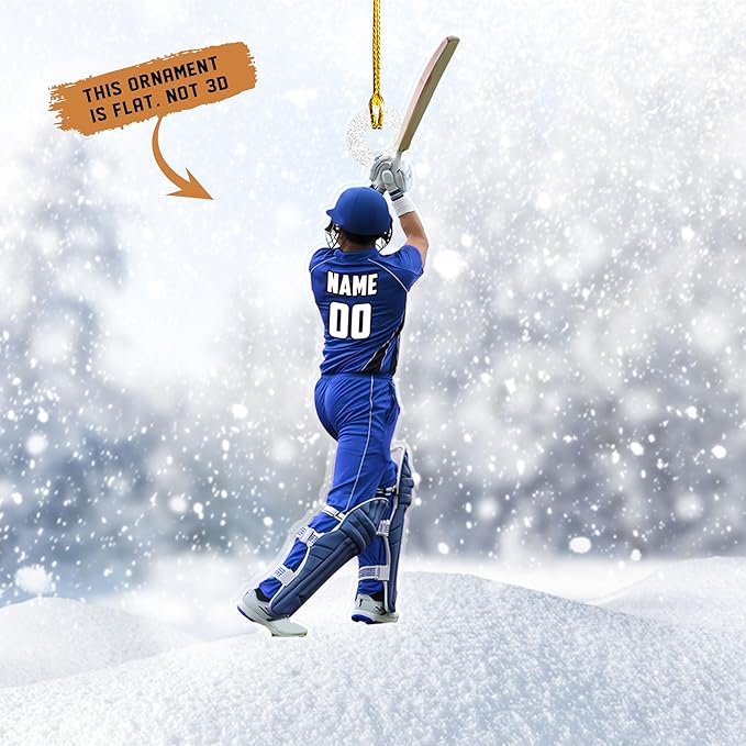 Personalized Cricket Christmas Ornament 2025, Custom Cricket Bat Ornament NO6