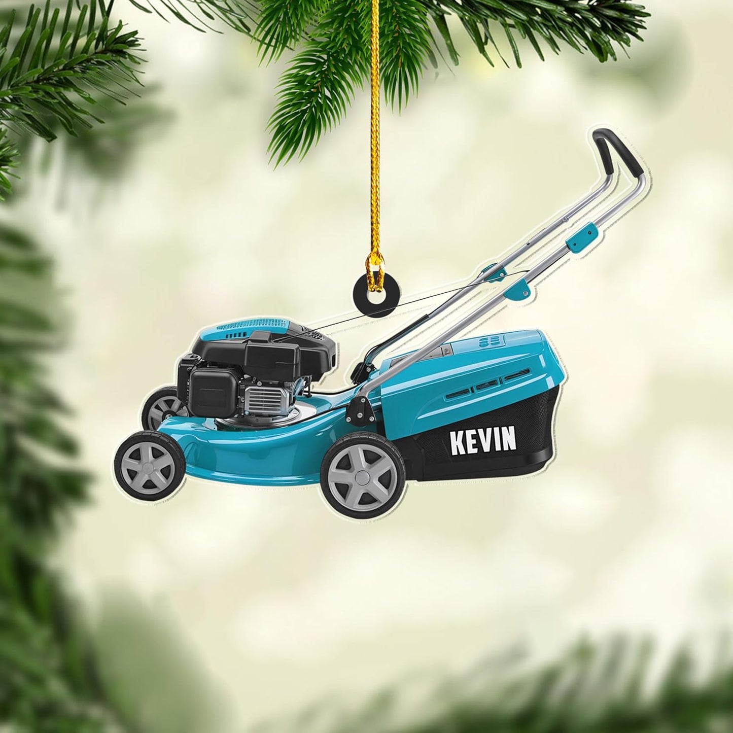 Personalized Lawn Mower Christmas Ornament | Custom Name Gardening Holiday Keepsake Gift for Gardeners & Lawn Care Workers TG65