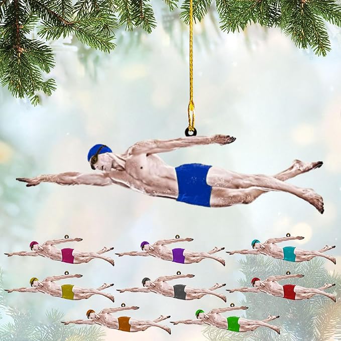 Personalized Swimming Ornament - Custom Swimmer Christmas Gift for Boys, Girls & Pool Lovers LL6