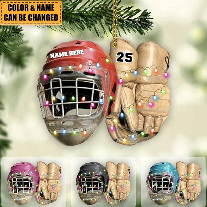 Personalized ice Hockey Ornament N03