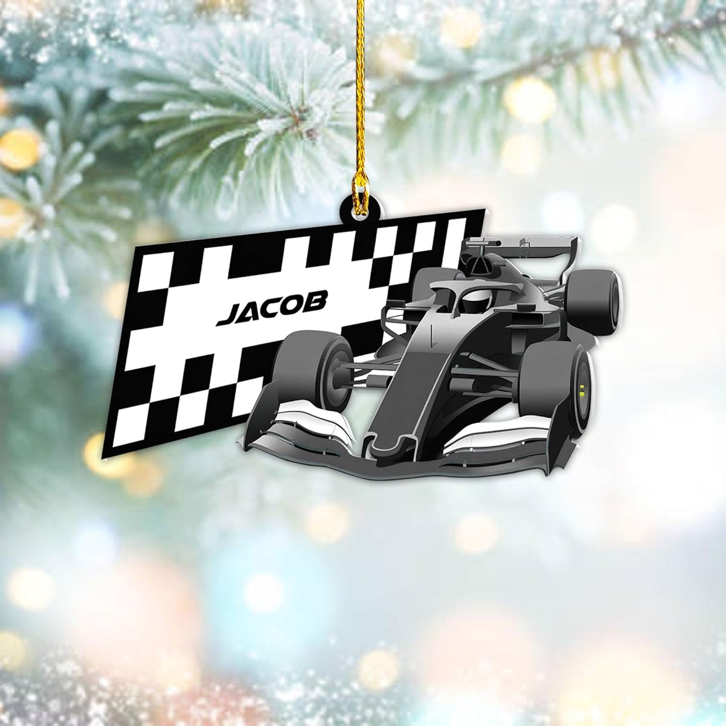 Personalized Racing Car Christmas Ornament – Custom Name Acrylic Race Car Ornament, Driver Gift, Motorsport Holiday Decoration, Car Lover Keepsake TR3