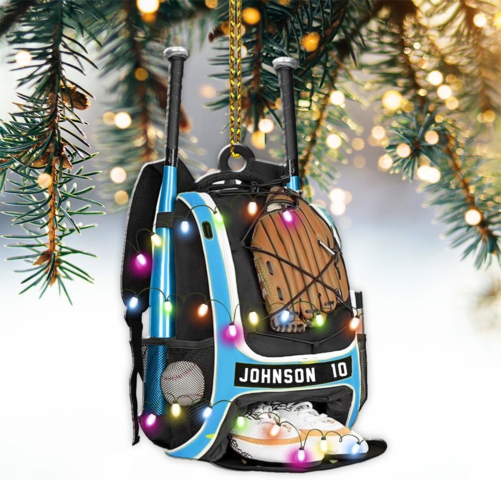 Personalized Baseball Christmas Ornament – Custom Name Acrylic Ornament, Sports Holiday Decoration, Baseball Player Gift TH9