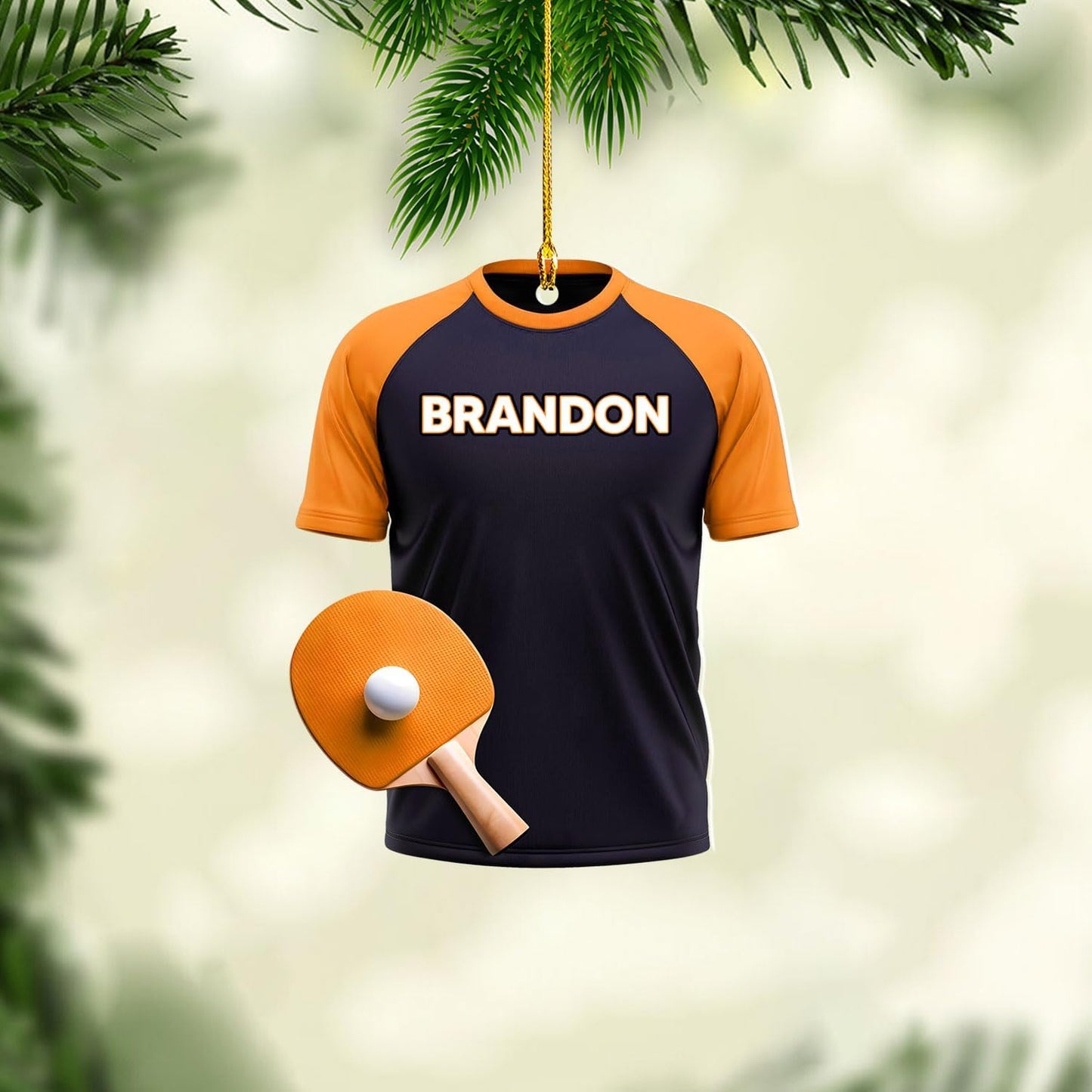 Custom Name Table Tennis Ornament – Personalized Ping Pong Acrylic Christmas Decoration, 2D Flat Player Gift for Sport Lovers TT10