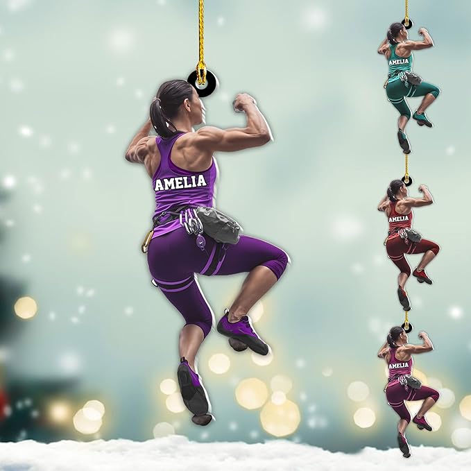 Personalized Climbing Ornament - Custom Rock Climber Christmas Gift for Mountaineers LL2